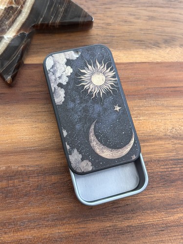 Celestial sun moon - moon, matchbox