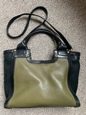 Smythson of Bond St,  leather dark green black, tote / Shoulder, handbag.