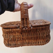 Vintage Smal mini Size Wicker Picnic Hamper basket 