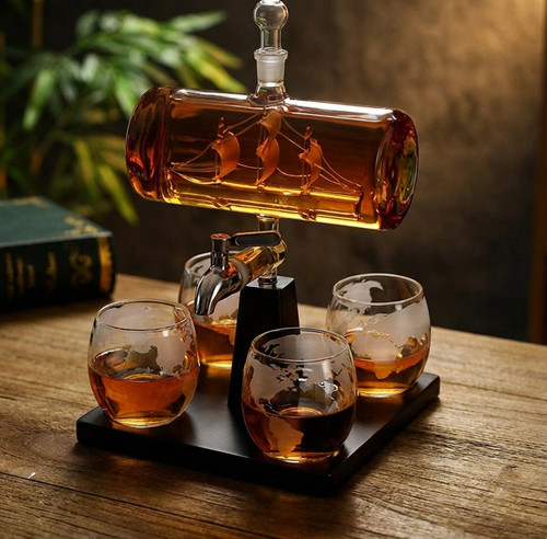 Whiskey decanter ship set - whiskey, 4