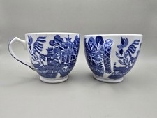 2 x Wedgwood and Co Tunstall Willow pattern vintage teacups