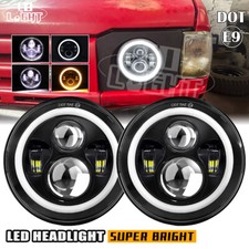 For Land Rover Discovery 1 & 2 Pair 7" Round LED Headlight Halo DRL Hi/Lo Beam