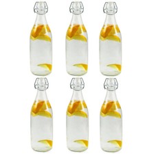 6x 500ml CLEAR GLASS FLIP TOP