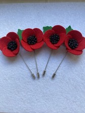 Set Of Four Felt Poppy Lapel