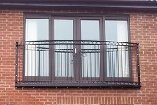 Curved juliet balcony balustrade  railing - Wrought iron steel 'Lancaster'
