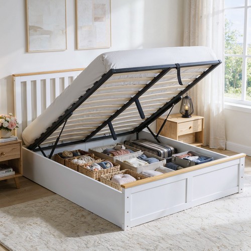 Wooden ottoman gas lift - ottoman,