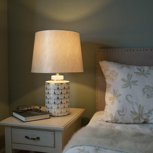 Cream ceramic table lamp - ceramic,