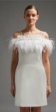 Coast Feather Trim Bardot Mini Dress UK Size 14