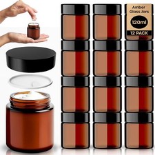 Amber Glass Cosmetic Jars with
