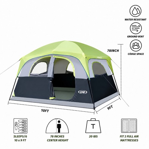 Unp man tent green - 6-man,