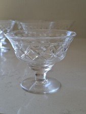 6 Stuart Crystal Footed Dessert Glasses Sundae Dishes Criss Cross Cut