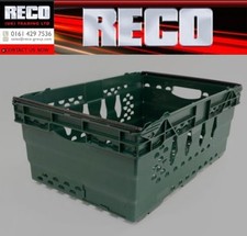 30 x USED GREEN 60x40x25cm DEEP BALE ARM CRATE STACKING BOX , STORAGE BOX 