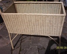 Vintage White Woven Wicker Baby Cot