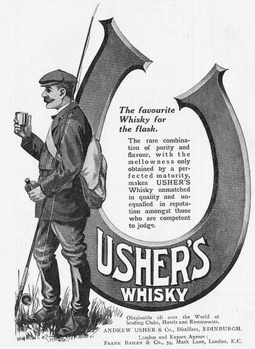 Usher whisky fisherman theme - usher's,