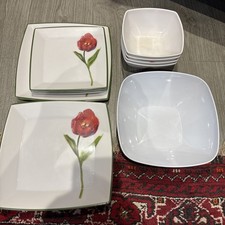 Melamine Dinner Quest 4 plates  side plates & Bowles plus serving dish camping