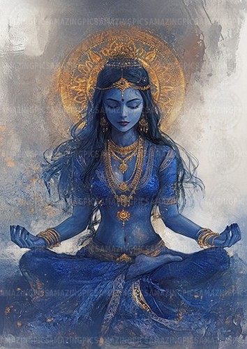 Kali art print blue hindu - print,