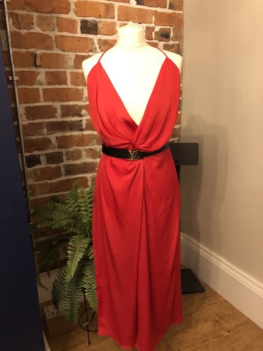 Zara red satin cami - slip, midi