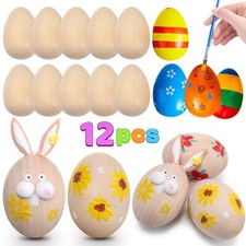 12Pcs Wooden Blank Easter Eggs