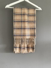 Barbour Unisex beige Brown Navy check Checked Wool Cashmere Scarf