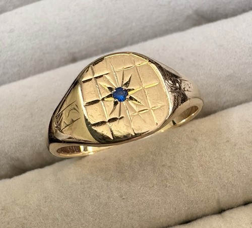 9ct gold signet ring - ring, size