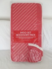 Vintage 1980s Patio Set 4 Padded Cushions and Tablecloth Red / White Stripe New