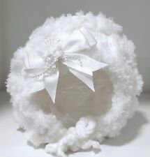 Baby Bonnet Hat Warm Hand Knitted Crochet Traditional Lace Marabou Flower Bows