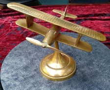WW1 RAF Biplane Brass Display Piece Airplane. Aviation Model 