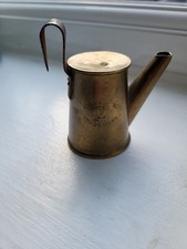 Antique Brass Miners Teapot Tallow Oil Lamp Lamb Dunn Dalkeith, c.1900