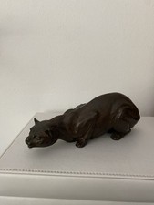 Stalking Cat Sculpture Composite Bronze (?) Signed JAMA excellent Condition