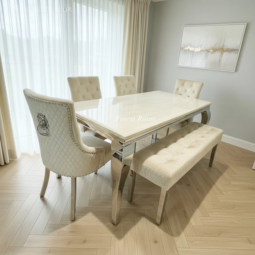 Cream louis chrome dining - chrome,