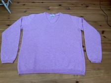 Lochmere EWM Ladies Size M 100% Cashmere V Neck Jumper Rose Pink
