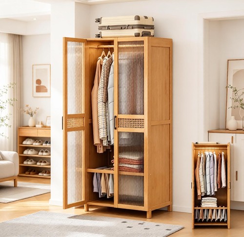 Bamboo door wardrobe bedroom - bamboo, 2
