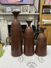 Set Of 3 Large Metal Vases Floor Standing Tall 64cm,53cm,44cm
