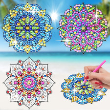 BSRESIN Diamond Art Stained Glass Window Clings with Diamond DIY Pen, 3 Pcs Mand