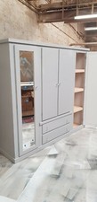 HANDMADE AYLESBURY GREY CRYSTAl HANDLES COMBINATION QUAD WARDROBE (WITH SHELVES)