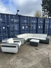 Lovely Grey And White Leather Corner Sofa And Armchair *Can Deliver*