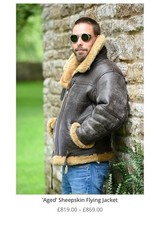 Men's Leather Sheepskin Flying Jacket Size M
