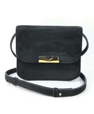 Victoria Beckham Eva Black Calfskin Suede Crossbody Bag ( Broken Lock NR )