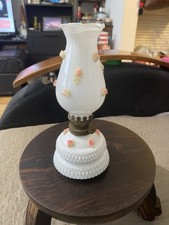 Mini Oil Lamp - MilkGlass with AcrylicFlowers