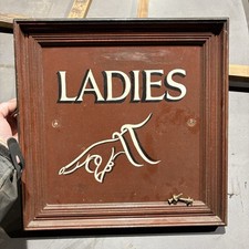 Vintage Hand Painted LADIES Toilet Sign Wood Plaque