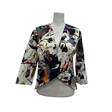 Joseph Ribkoff Size 10 Multi Color Paint Splatter Art to Wear Blazer Jacket