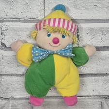 Boots Cuddly Clown 9" Soft Toy Plush Vintage Yellow Green Bow Tie