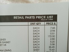 TVR CHIMAERA -Memorabilia Factory 52 pages  PARTS LIST APRIL 1998 copy