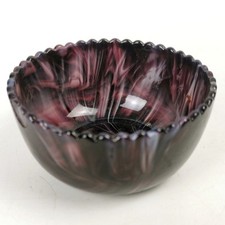 Purple Slag Glass Malachite Bowl w/ Scalloped Edge Late 1800s Davidson Style