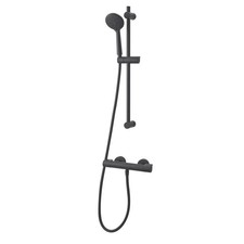 Swirl Thermostatic Mixer Shower Concentric Exposed Black 3 Spray Pattern Round