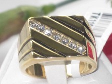Mens gold ring signet cz pinky