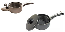 MADE IN UK Aluminium Non Stick Chip Pan with Basket Fryer Saucepan 20 & 22cm