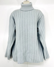 GREAT PLAINS Chunky Knit WOOL Women's Dusky Blue Roll Neck Jumper UK 14 16 L