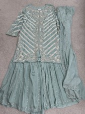 A Stunning Wide Leg / Garara 3 Piece Suit Heavily Embroidered Size 12