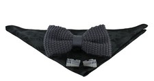 Charcoal Knitted Bow Tie